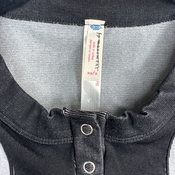 New Free People Movement Free Kick Crop Henley Black Muscle Tank Women's Size XS - Picture 6 of 8